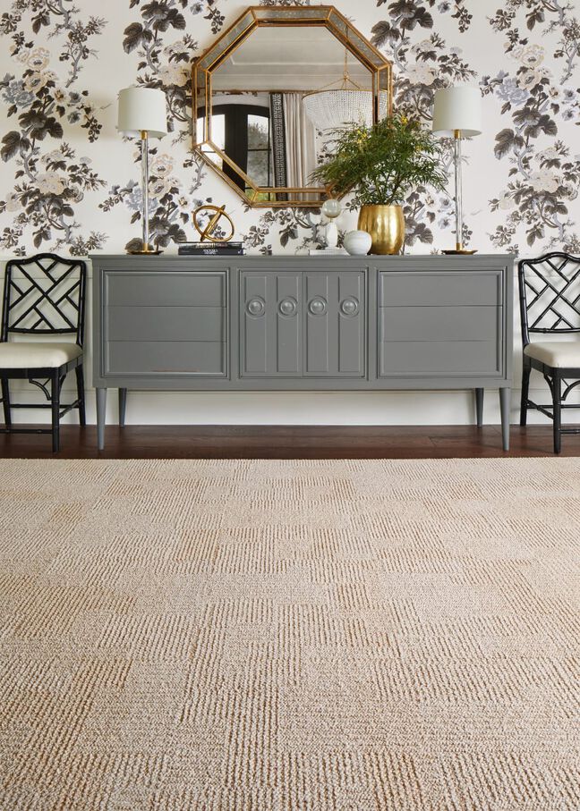 FLOR Finer Things dining room area rug in Cream